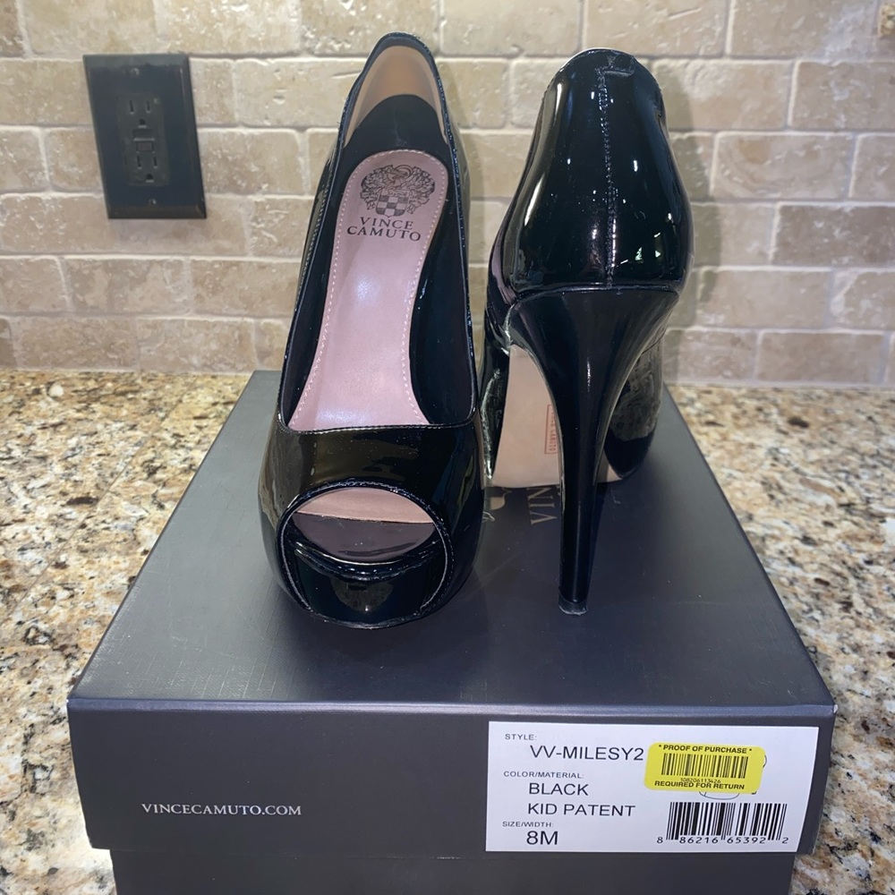 Vince Camuto Black Peep Toe Heels